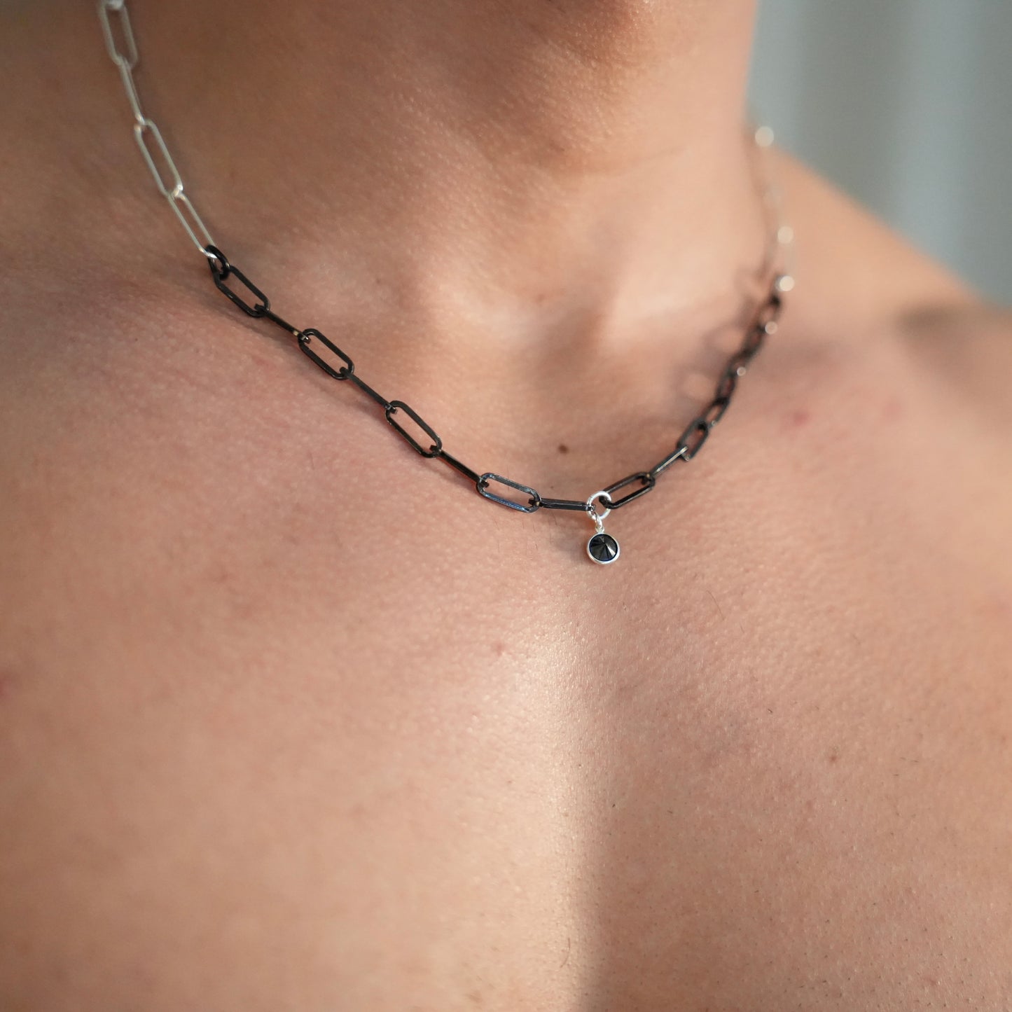 Black & Silver Necklace (Mixed Metal)