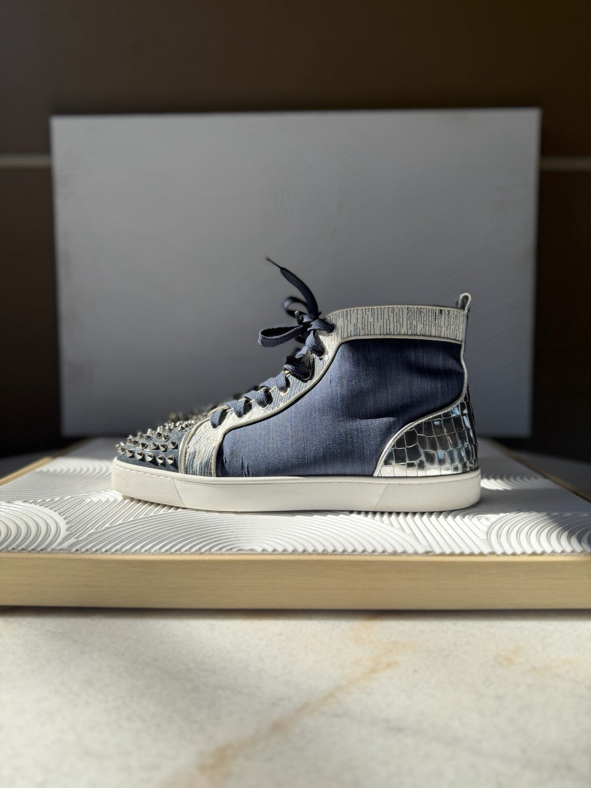 Christian Louboutin Men’s High top sneakers Lou Spikes Orlato Flat Version