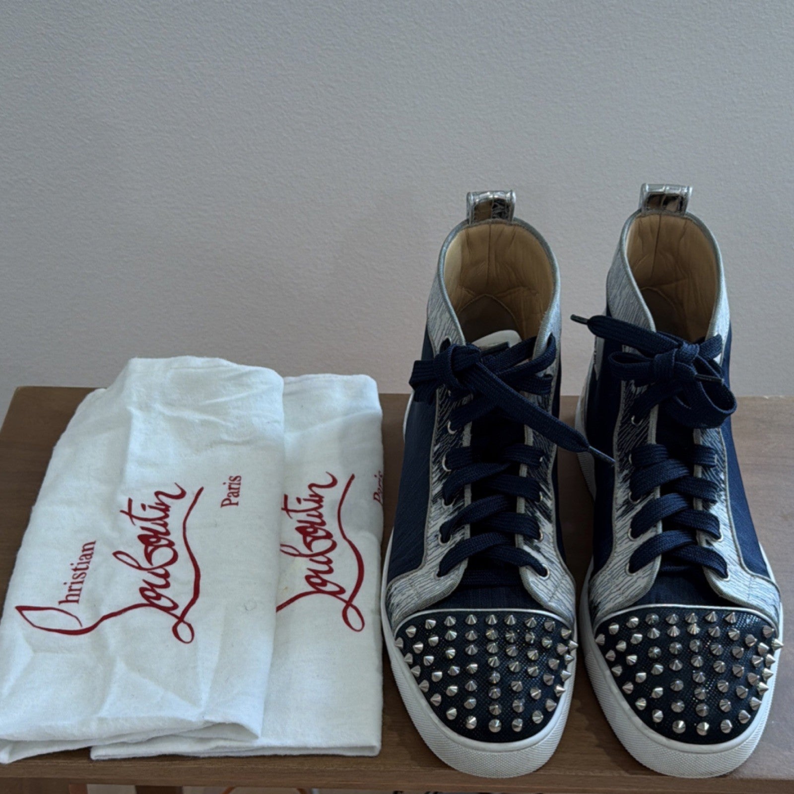 Christian Louboutin Men’s High top sneakers Lou Spikes Orlato Flat Version