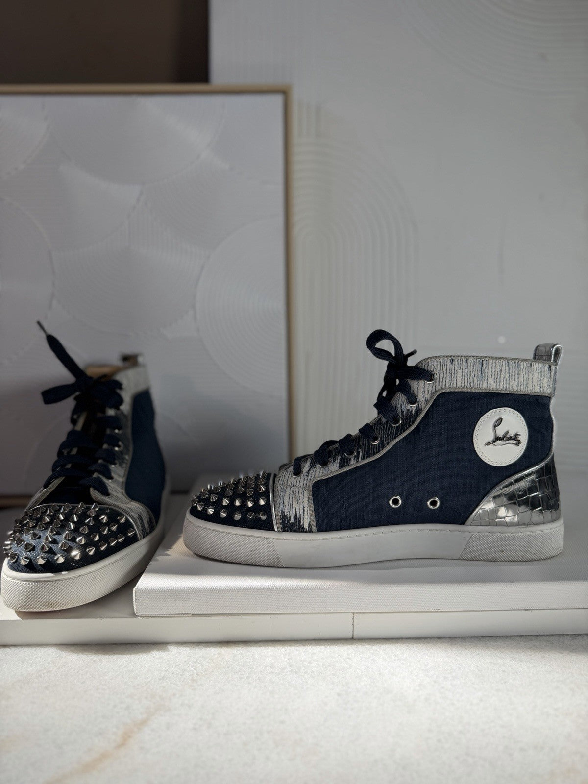 Christian Louboutin Men’s High top sneakers Lou Spikes Orlato Flat Version